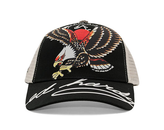 Kšiltovka Ed Hardy - Unisex Soaring Eagle Ed Hardy Script 5 Panel Cap - Black/Blue Wash