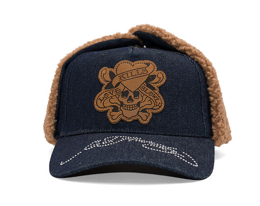 Kšiltovka Ed Hardy - Unisex Love Kills Slowly Denim 5 Panel Trapper Cap - Indigo
