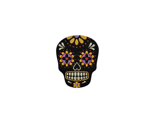 Nažehlovačka Monoquick - Lebka Los Muertos černo-žlutá 3,6 x 3 cm