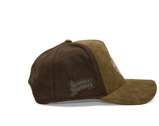 Kšiltovka Capslab - Looney Tunes Trucker - Bugs Bunny Logo Peek Suede - Olive / Brown