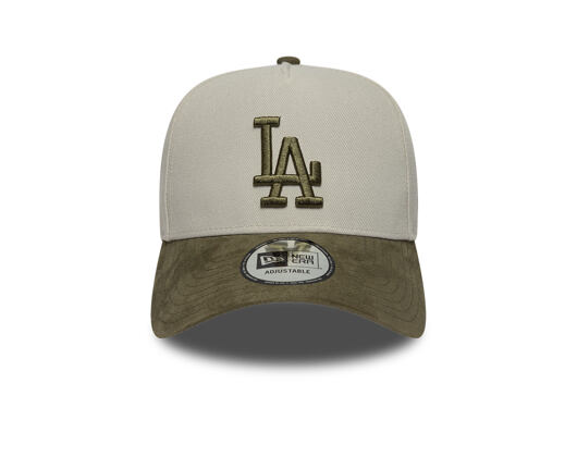 Kšiltovka New Era - MLB Suede Visor 9FORTY A-Frame - LA Dodgers - Stone / New Olive
