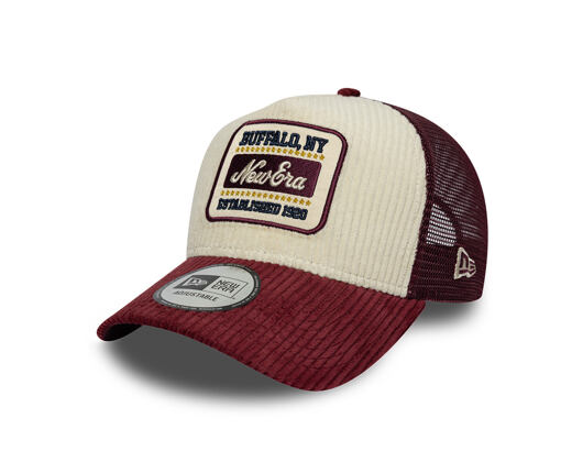 Kšiltovka New Era - Branded Cord Visor 9FORTY A-Frame Trucker - Maroon / Stone