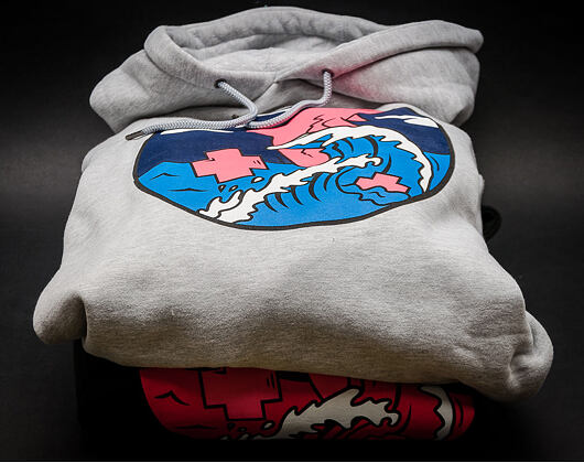Mikina s kapucí Pink Dolphin Splash Wave Hoodie Heather Grey