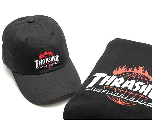 Mikina S Kapucí HUF Thrasher Tour De Stoops Black