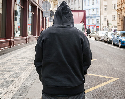 Mikina S Kapucí Pink Dolphin Drop Sleeve Hoodie Black