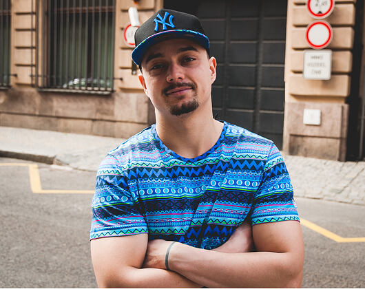 Triko New Era Native AOP Tee Blue Azure