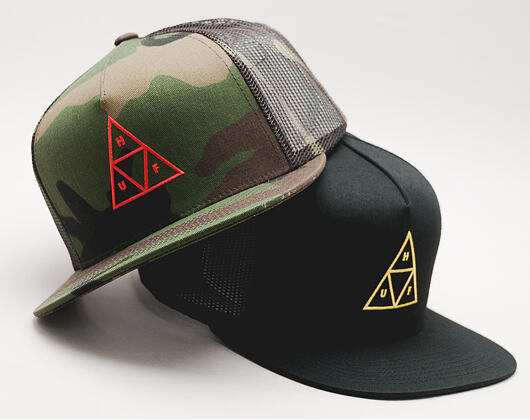Kšiltovka HUF Apparel Cap Triple Triangle Trucker Black Snapback