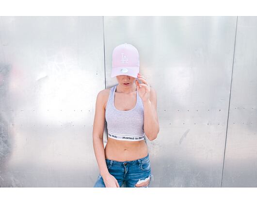 Dámská Kšiltovka New Era Oxford A Frame Trucker Los Angeles Dodgers 9FORTY Pink/White Snapback