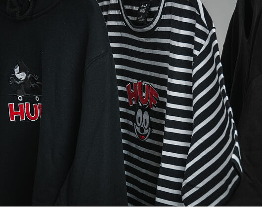 Mikina S Kapucí HUF Felix The Cat Hooded Sweatshirt Skate Black