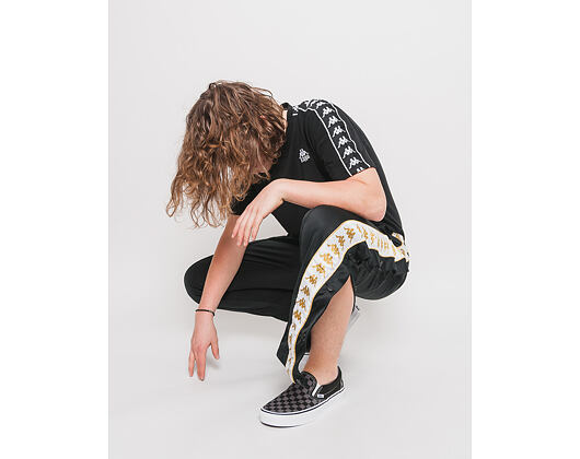 Tepláky Kappa Banda Astoria Snaps Slim Black/White/Gold