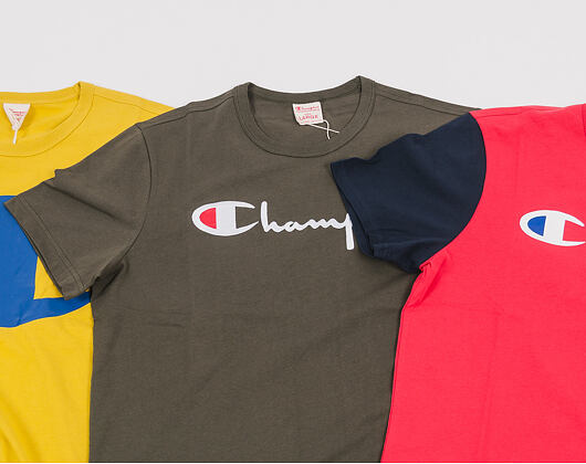 Triko Champion Crewneck T-Shirt Logo Print Red