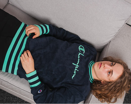 Mikina Champion Crewneck Sweatshirt Classic Logo Navy/Green