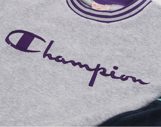 Mikina Champion Crewneck Sweatshirt Classic Logo Grey/Purple