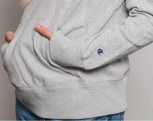 Dámská Mikina S Kapucí Champion Classic Mini Logo Chest Embroidered Grey