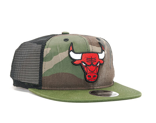 Kšiltovka New Era Trucker Washed Camo Chicago Bulls 9FIFTY Woodland Camo Snapback
