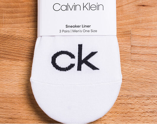 Ponožky Calvin Klein Logo Liner White 3 Pack ECA343-10