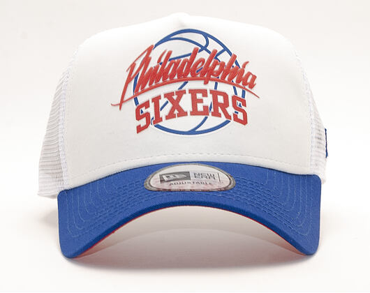 Kšiltovka New Era 9FORTY A-Frame Trucker Philadelphia 76ers Neoprene White/Royal/Fade Red