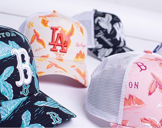 Kšiltovka New Era 9FORTY A-Frame Trucker Los Angeles Dodgers Desert Island White/Camel/Fire Red
