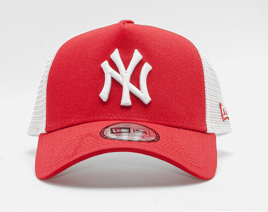 Kšiltovka New Era - MLB Clean 9FORTY Trucker - NY Yankees - Scarlet / White
