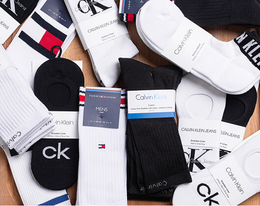 Ponožky Calvin Klein Retro Logo Liner Black/White ECG223-148
