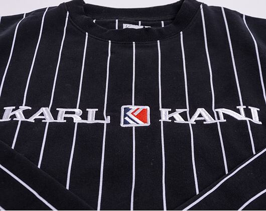 Mikina Karl Kani Retro Pinstripe Crew Black - 6090618