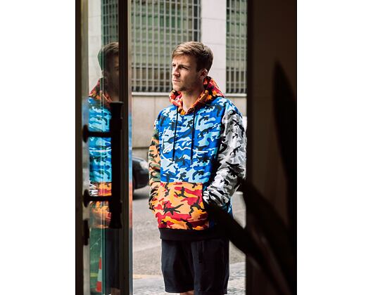 Mikina Karl Kani Signature Block Camo Hoodie Black/Blue - 6092651