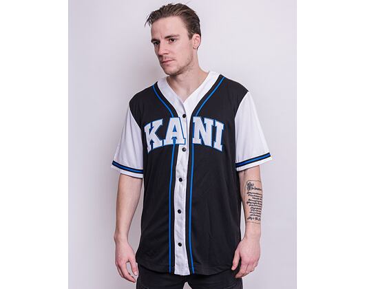 Dres Karl Kani Serif Block Baseball Shirt Black/White 6035437