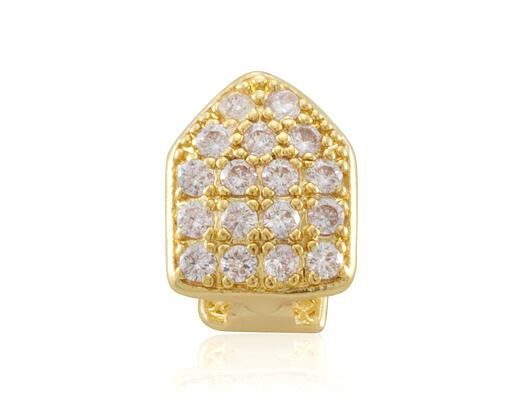 Pozlacený Zub s kamínky The Single-Tooth Cap CZ Grillz Top