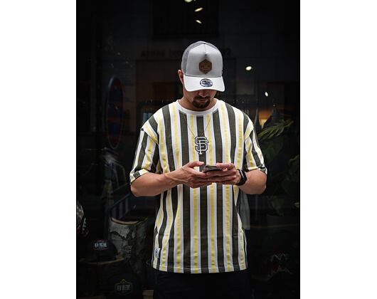 Triko New Era MLB Oversized Stripe San Francisco Giants Off White / New Olive