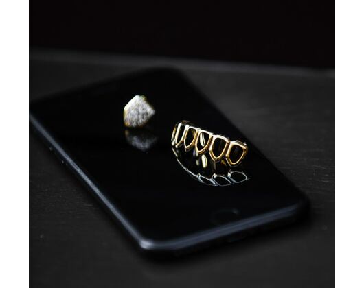 Pozlacený Zub s kamínky The Single-Tooth Cap CZ Grillz Bottom