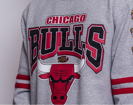 Mikina Mitchell & Ness All Over Print Fleece Crew Chicago Bulls Grey Heather