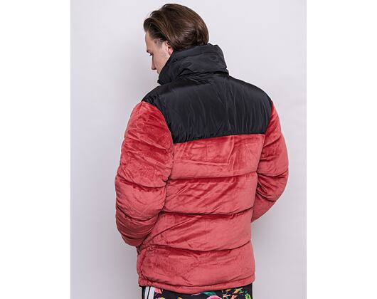 Bunda Karl Kani KK Retro Velvet Block Puffer Jacket Dark Red/ Black