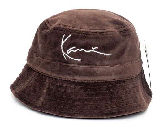 Klobouk Karl Kani Signature Velvet Bucket Hat KA213-011-1 Dark Brown