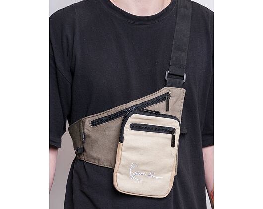 Ledvinka Karl Kani Signature Block Crossbody Bag Military Green/Sand