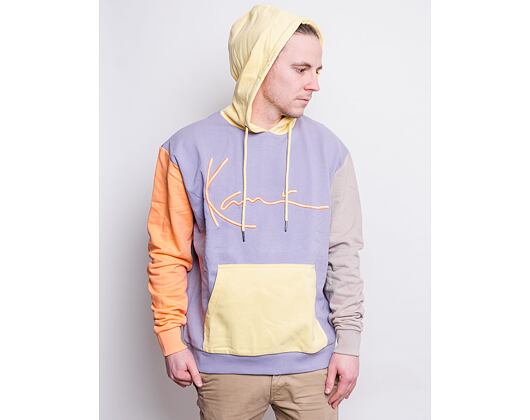Mikina Karl Kani Signature Block Hoodie Lilac/Orange/Taupe