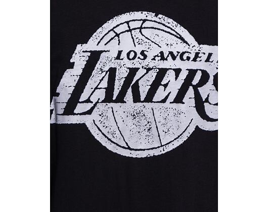 Triko New Era Distressed Logo Button Up Tee Los Angeles Lakers Black