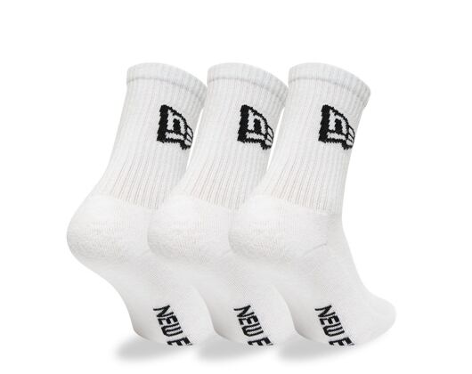 3 páry ponožek New Era Flag Crew 3Pack White
