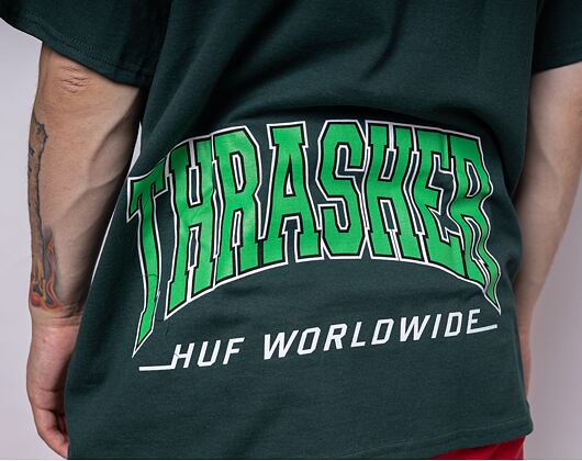 Triko HUF × Thrasher High Point T-Shirt Forest Green