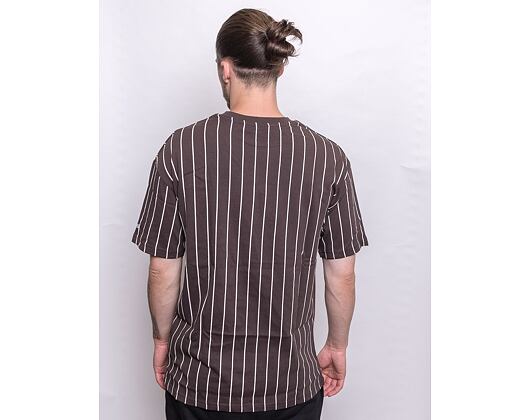 Triko New Era Oversized Pinstripe Tee Brown / Off White