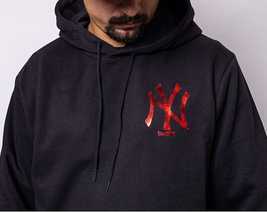 Mikina New Era MLB Foil Back Print Hoody New York Yankees Black/Metallic Red