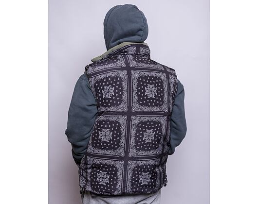 Vesta Karl Kani OG Reversible Paisley Puffer Vest black/military green