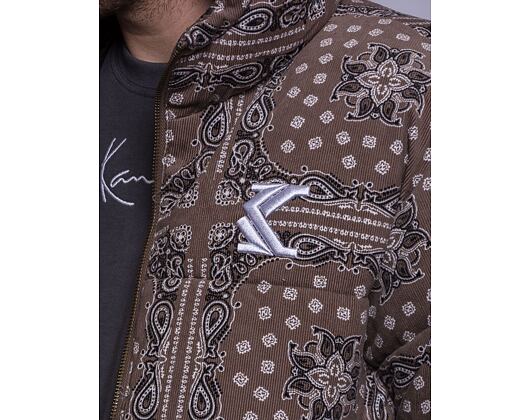 Bunda Karl Kani OG Hooded Corduroy Paisley Puffer Jacket dark taupe/ b/w
