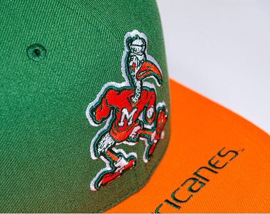 Kšiltovka Mitchell & Ness LOGO BILL SNAPBACK University Of Miami Green