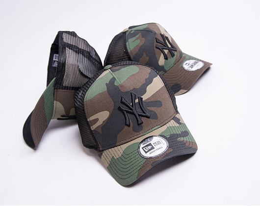 Dětská Kšiltovka New Era - MLB Clean 9FORTY Trucker - NY Yankees - Woodland Camo / Black