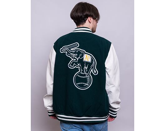 Bunda New Era Heritage Varsity Jacket Oakland Athletics Dark Green / Off White