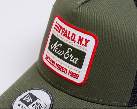 Kšiltovka New Era - Buffalo Patch - 9FORTY A-Frame Trucker - New Olive / Scarlet
