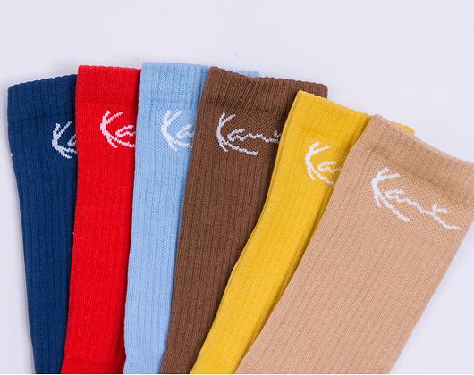 Ponožky Karl Kani Signature 6-Pack Socks red/light/blue/sand