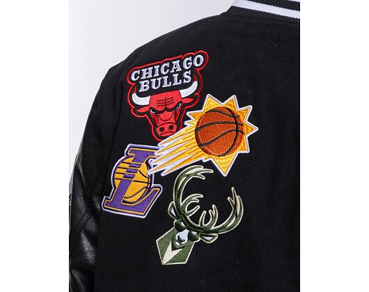 Bunda New Era NBA Badge Varsity Jacket NBA All-Over Black / Optic White