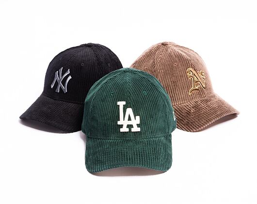 Kšiltovka New Era 9FORTY MLB Wide Cord Los Angeles Dodgers Dark Green / Stone