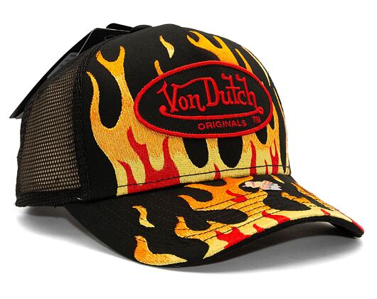 Kšiltovka Von Dutch Flame Trucker Managua - Cotton Twill - Black/Red